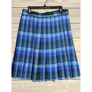 Dennis Douglas Plaid School Uniform Skirt Knife Pleat H16 AXL J17 Blue Green